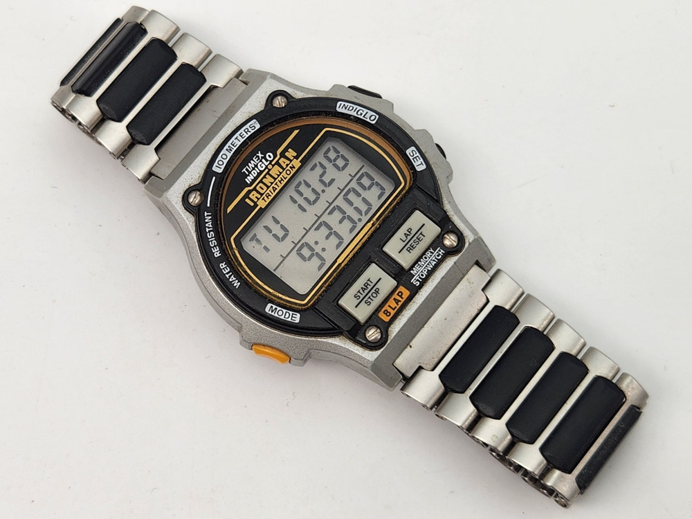 Vintage Timex 90s Ironman Triathlon Watch Mens Indiglo 8 Lap 100 Meter